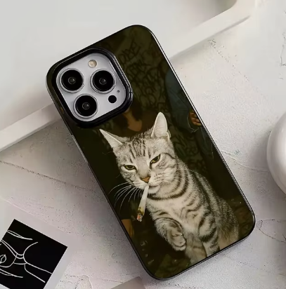 Модный чехол для телефона с рисунком котенка, курящего сигарету